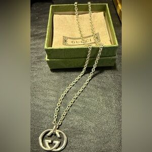 Gucci Interlocking G pendant necklace crafted in 925 sterling silver 18 in chain